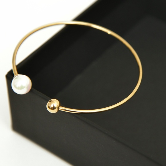 MAJORICA Bracelet GOLDEN AURA Pearl Steel Ball 8mm White Round Pearl - Picture 3 of 4